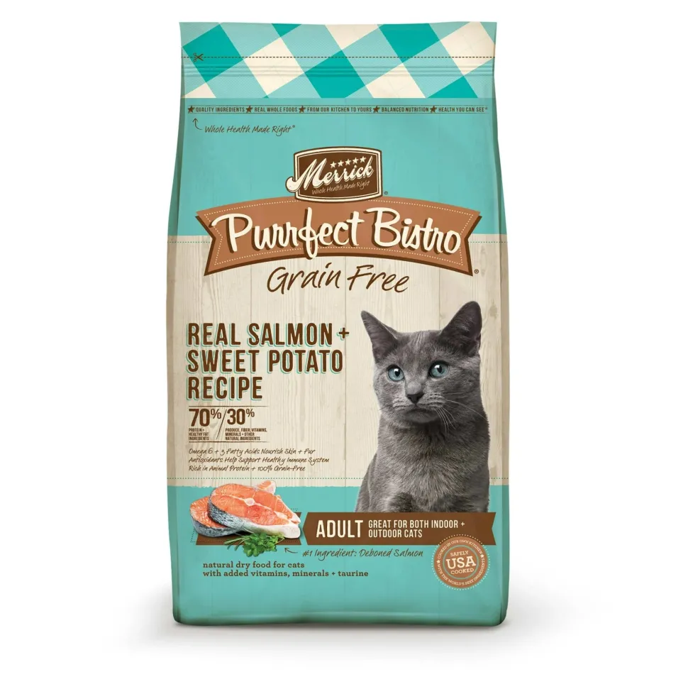 Merrick Purrfect Bistro Grain-Free Healthy Adult Salmon Recipe Dry Cat Food - 7 lb Bag
