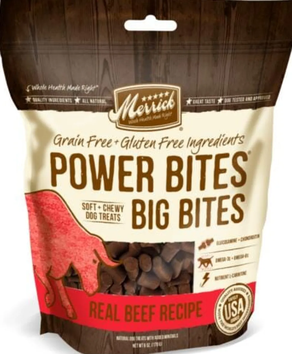Merrick Treats Big Bites Real Beef Recipe Soft and Chewy Dog Treats - 6 oz Bag