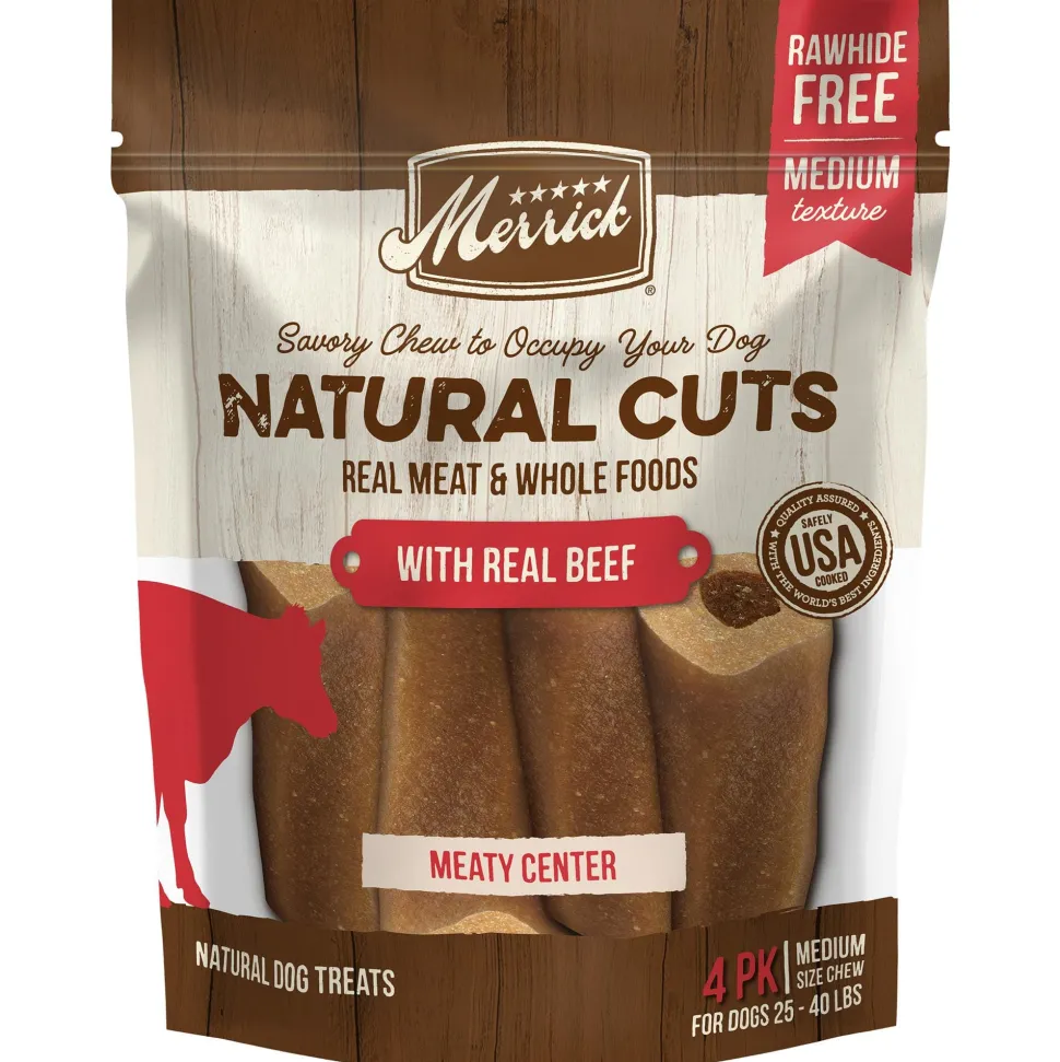 Merrick Treats Natural Cuts with Real Beef Medium Chew Naural Dog Chews - 10.5 oz (4 ct) Pouch