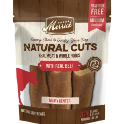 Merrick Treats Natural Cuts with Real Beef Large Chew Naural Dog Chews - 11.5 oz (3 ct) Pouch