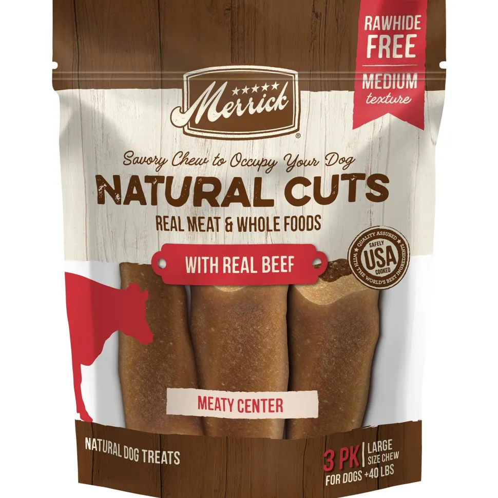 Merrick Treats Natural Cuts with Real Beef Large Chew Naural Dog Chews - 11.5 oz (3 ct) Pouch