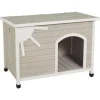 Midwest Eillo Folding Outdoor Wooden Dog House - Gray/White - Medium - 25.2" X 40.6" X 29.1" Inches