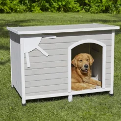 Midwest Eillo Folding Outdoor Wooden Dog House - Gray - Small - 21.7" X 33.6" X 25.3" Inches