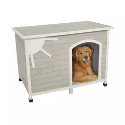 Midwest Eillo Folding Outdoor Wooden Dog House - Gray - Large - 28.5" X 45.3" X 32.9" Inches