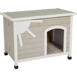 Midwest Eillo Folding Outdoor Wooden Dog House - Gray/White - Small - 21.7" X 33.6" X 25.3" Inches