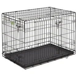 Midwest I-Crate Double Door Metal Folding Dog Crate with Divider Panel - 36" X 23" X 25" Inches