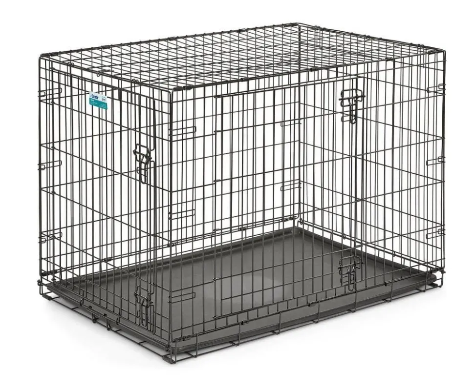 Midwest I-Crate Double Door Metal Folding Dog Crate with Divider Panel - 42" X 28" X 30" Inches