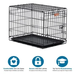 Midwest I-Crate Single Door Metal Folding Dog Crate with Divider Panel - 30" X 19" X 21" Inches