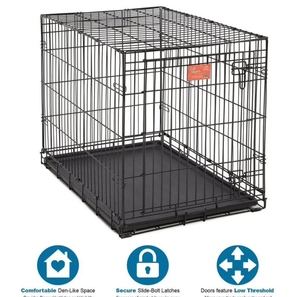 Midwest Lifestages Metal Folding Single Door Dog Crate with Divider - 36" X 24" X 27" Inches