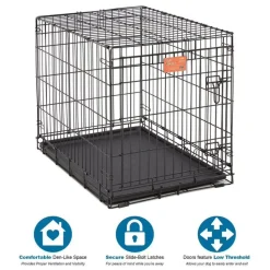 Midwest Lifestages Metal Folding Single Door Dog Crate with Divider - 30" X 21" X 24" Inches