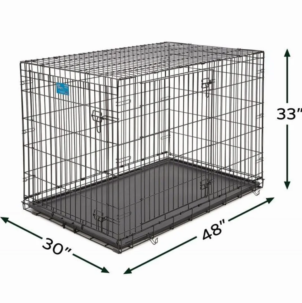Midwest Lifestages Metal Folding Double Door Dog Crate with Divider - 48" X 30" X 33" Inches