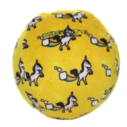 Mighty Ball Fleece Unicorn Squeak and Plush Dog Toy - Yellow - Large