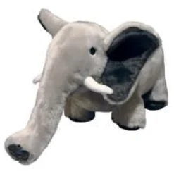 Mighty Junior Safari Elephant Squeak and Plush Floating Dog Toy - Gray - Large