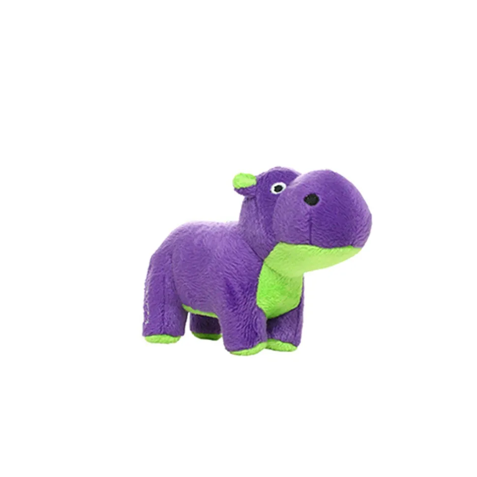 Mighty Junior Safari Hippo Squeak and Plush Floating Dog Toy - Purple - Small