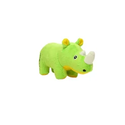 Mighty Junior Safari Rhino Squeak and Plush Floating Dog Toy - Green - Small