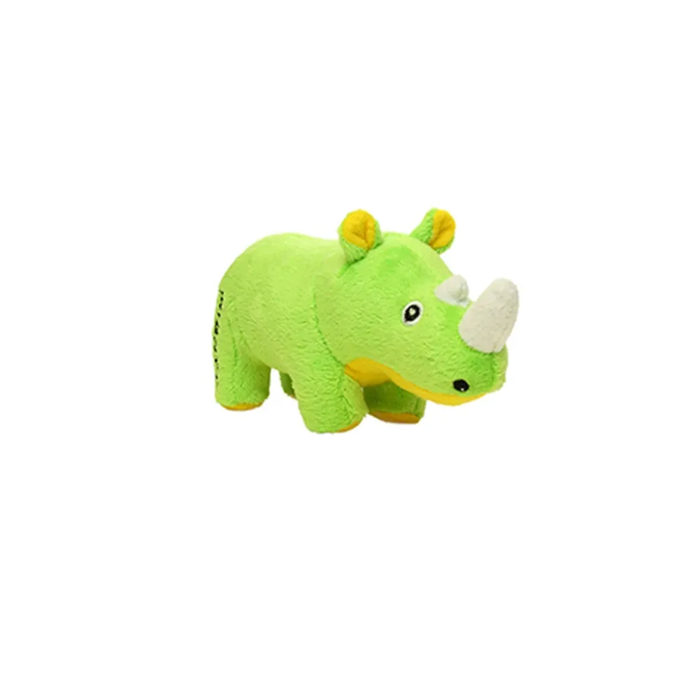 Mighty Junior Safari Rhino Squeak and Plush Floating Dog Toy - Green - Small