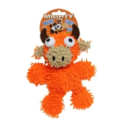 Mighty Microfiber Bull Ball Floating Squeak and Plush Dog Toy - Orange - Medium