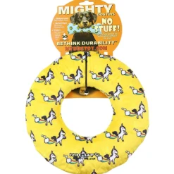 Mighty Ring Unicorn No-Stuffing Squeak Dog Toy - Yellow