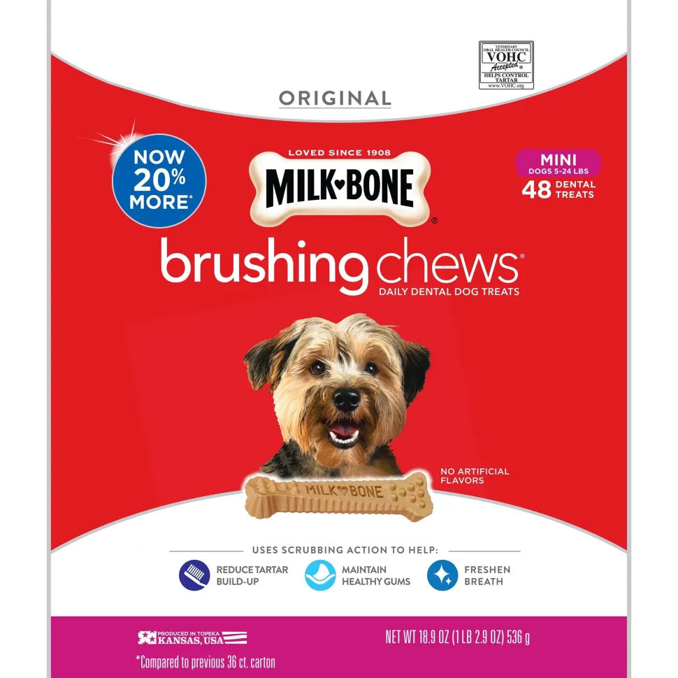 Milk-Bone Brushing Chews Dog Treat Original - 5-24 lb - Extra Small - 48 Count