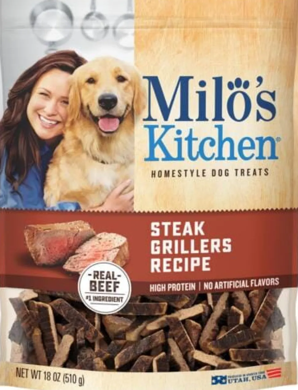 Milo's Kitchen Angus Steak Grillers Beef Soft and Chewy Dog Treats - 18 Oz - Case of 4