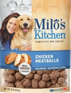 Milo's Kitchen Chicken Meatballs Soft and Chewy Dog Treats - 18 Oz - Case of 4