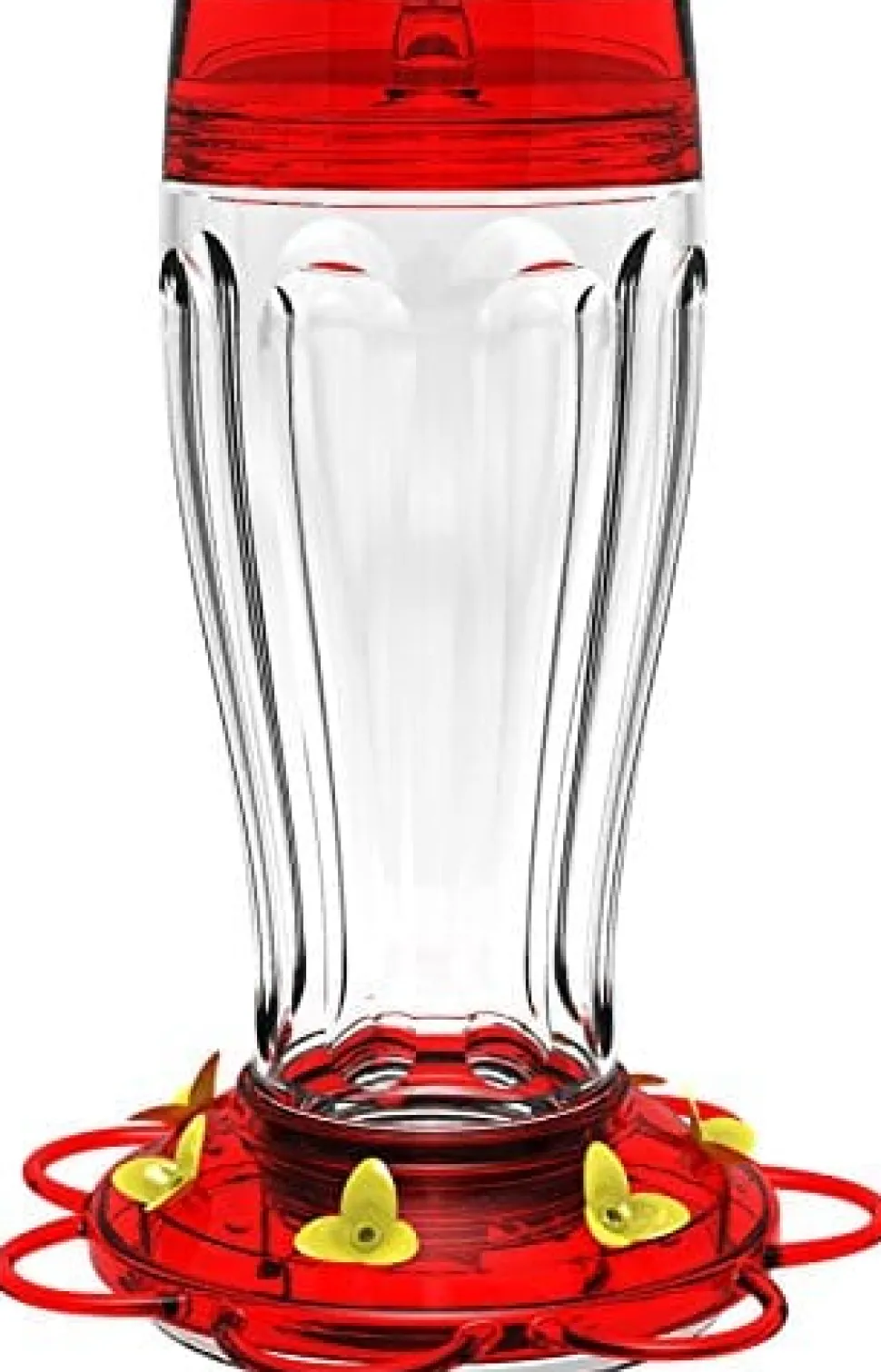 More Birds Big Gulp Glass Hummingbird Feeder with Ant Moat - Red - 40 Oz Cap