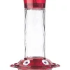 More Birds Diamond Glass Hummingbird Feeder with Ant Moat - Red - 30 Oz Cap