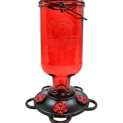 More Birds Elixir Antique Glass Hummingbird Feeder - Red - 13 Oz Cap - 4 Pack