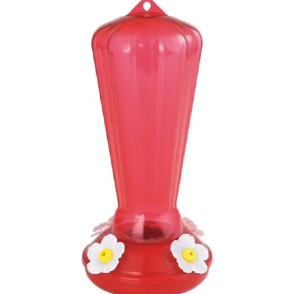 More Birds Hollyhock Plastic Hummingbird Feeder - Red - 25 Oz Cap