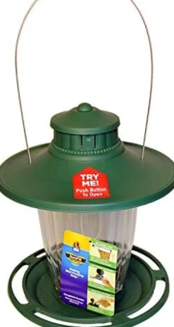 More Birds Lantern Sunflower Plastic Hopper Wild Bird Feeder - Green - 3.8 Lbs Cap