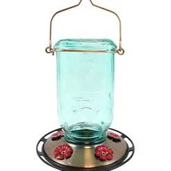 More Birds Mason Jar Glass Vintage Hummingbird Feeder - Clear - 25 Oz Cap - 4 Pack