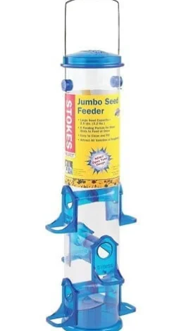 More Birds Tube Seed Tubed Wild Bird Feeder - Blue/Green - 3 Lbs Cap - 4 Pack