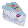 Multipet Birthday Cake Slice Crinkle and Squeak Dog Toy - Blue - 6" Inches