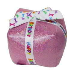 Multipet Birthday Present Crinkle and Squeak Dog Toy - Pink - 5.5" Inches