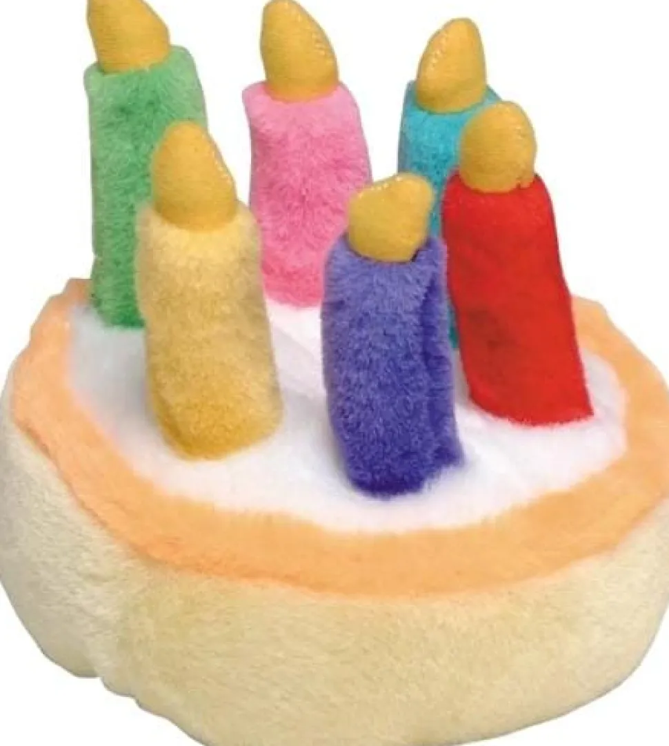 Multipet Large Birthday Cake Happy Birthday Tune Sounding Plush Dog Toy - 5.5" Inches