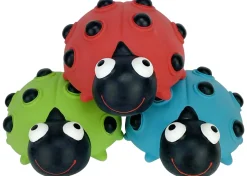 Multipet Look Who's Poppin' Ladybug Squeak and Latex Dog Toy Assorted Colors - 5" Inches