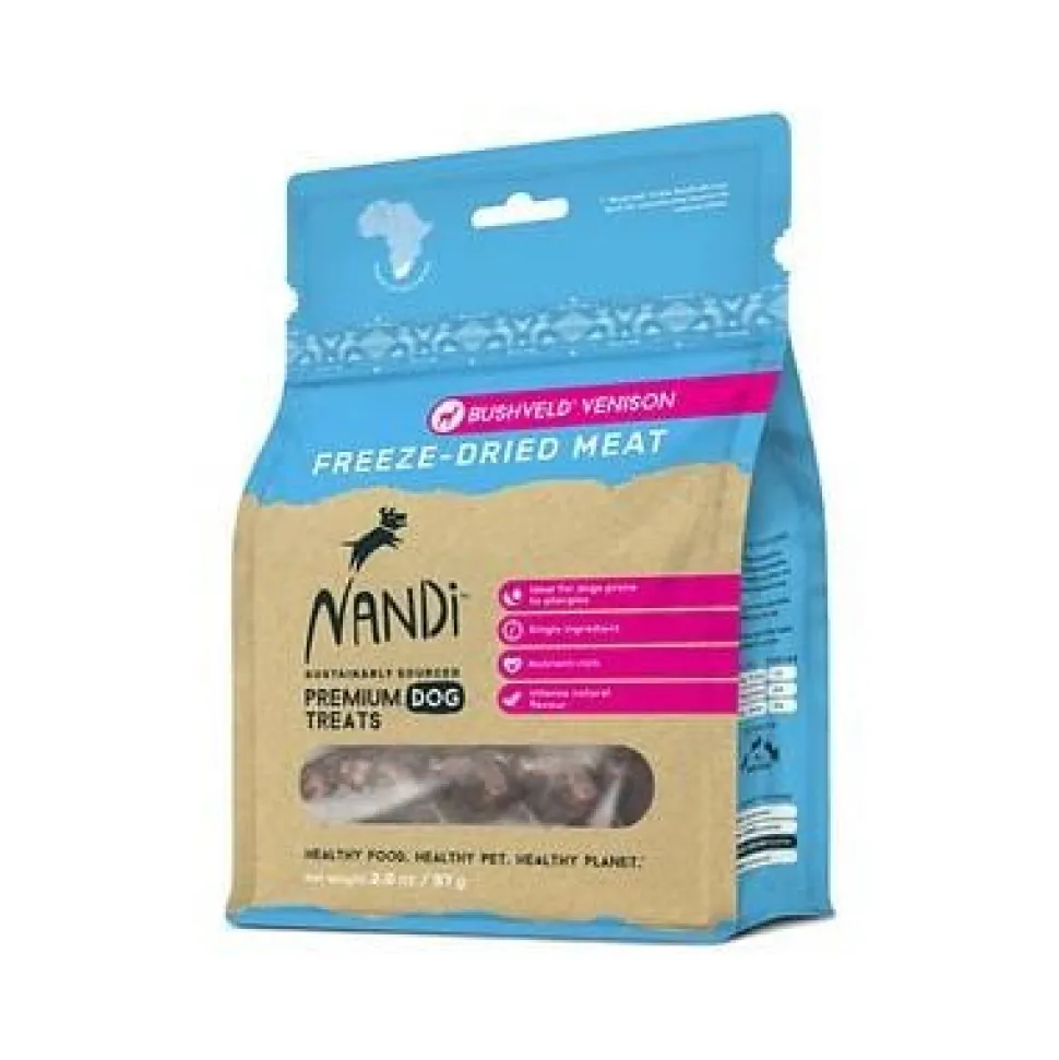 Nandi Bushveld Venison Meat Freeze-Dried Dog Treats - 2 oz