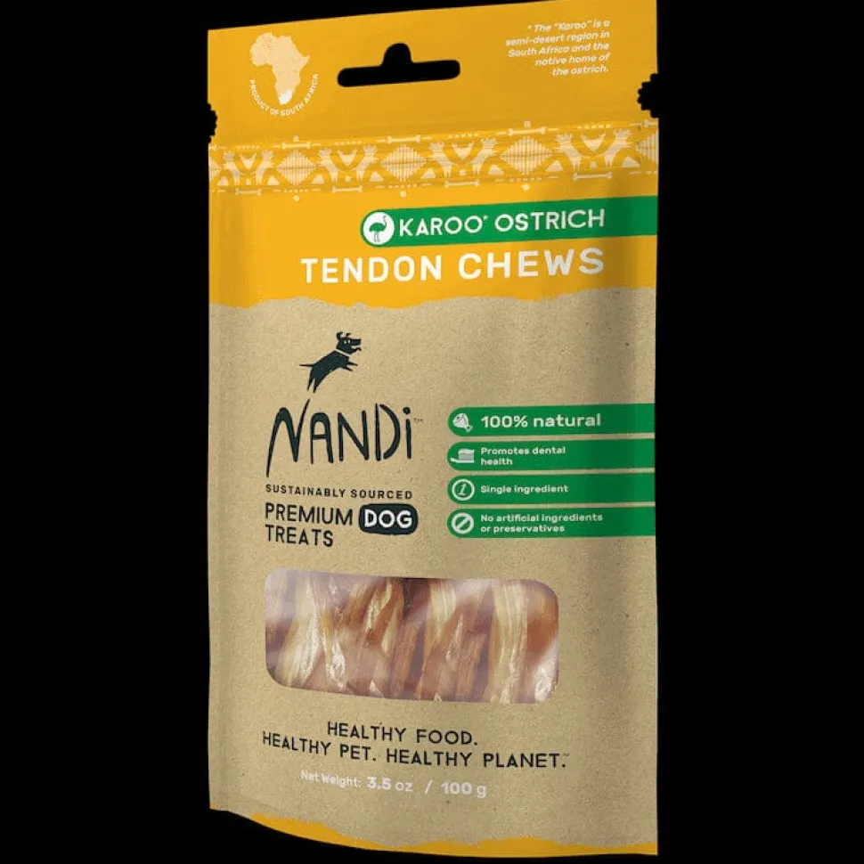 Nandi Karoo Ostrich Tendon Chews Natural Dog Treats - 3.5 oz