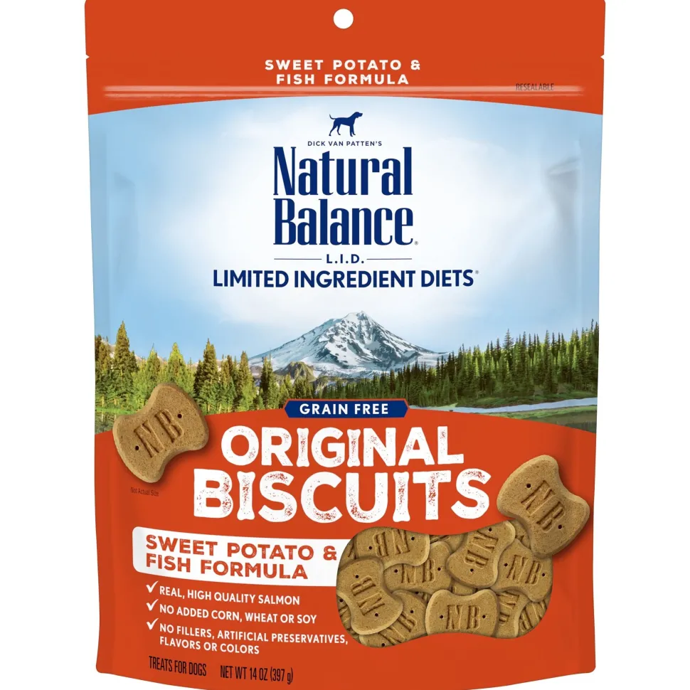 Natural Balance Pet Foods Limited Ingredient Treats Original Biscuits Dog Treats - Fish & Sweet Potato - 14 Oz