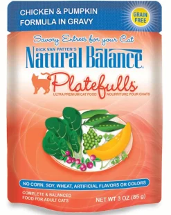 Natural Balance Pet Foods Platefulls Wet Cat Food Chicken & Pumpkin in Gravy - 3 Oz - Case of 24