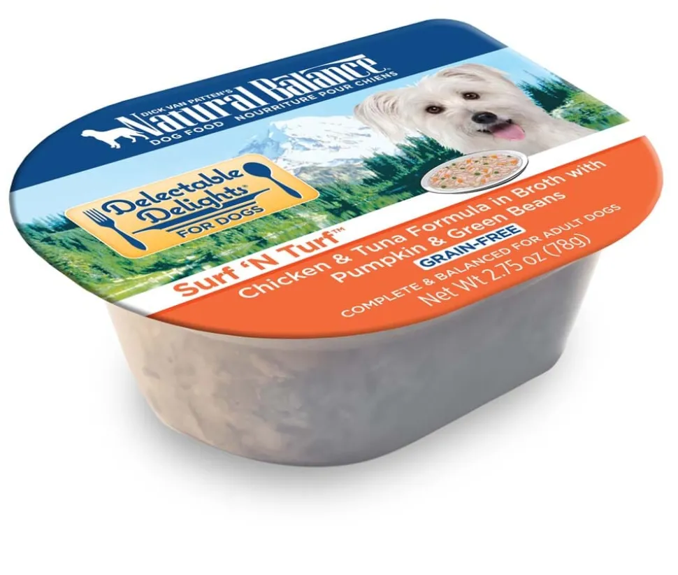 Natural Balance Pet Foods Delectable Delights Grain Free Wet Dog Food Surf 'N Turf in Broth - 2.75 Oz - Case of 24