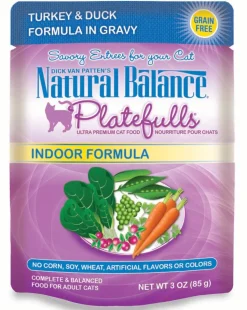 Natural Balance Pet Foods Platefulls Indoor Wet Cat Food Turkey & Duck in Gravy - 3 Oz - Case of 24
