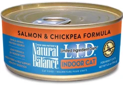Natural Balance Pet Foods Limited Ingredient Diet Indoor Wet Cat Food Salmon & Chickpea - 5.5 Oz - Case of 24