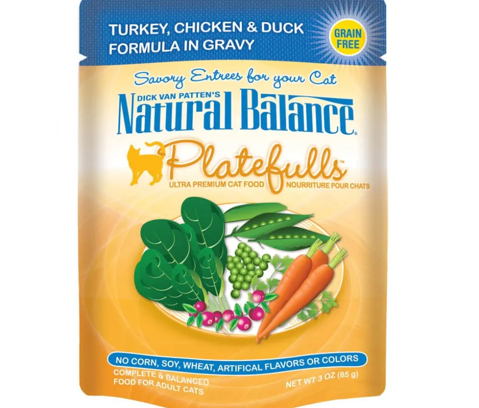 Natural Balance Pet Foods Platefulls Wet Cat Food Turkey, Chicken & Duck in Gravy - 3 Oz - Case of 24