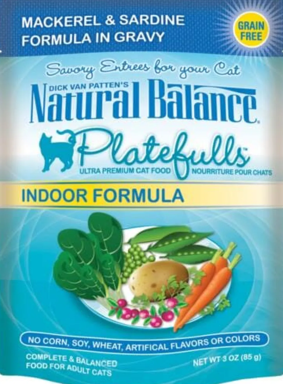 Natural Balance Platefulls Indoor Grain Free Mackerel and Sardine in Gravy Pouch Wet Cat Food