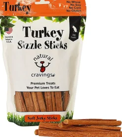 Natural Cravings USA Turkey Sizzle Sticks Soft jerky Dog Treats - 12 oz
