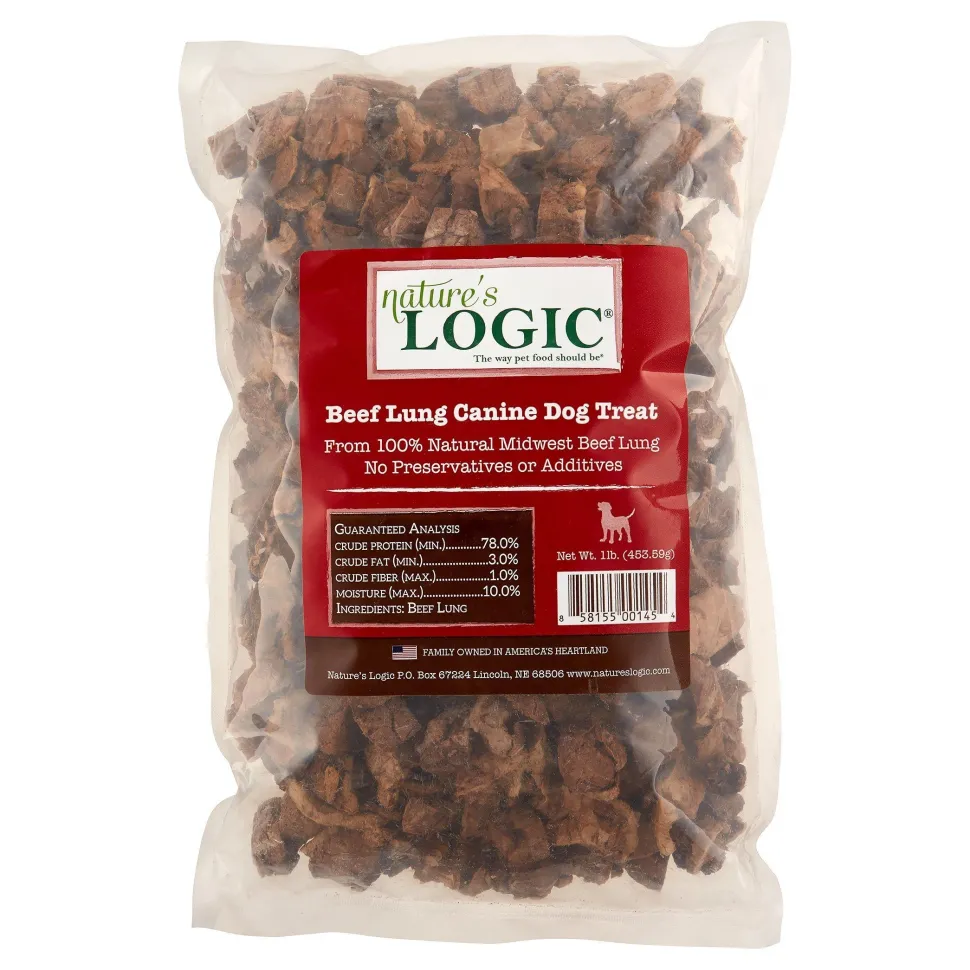 Nature's Logic Beef Lung Treat All-Natural Beef Dog Treats - 1 lb Bag