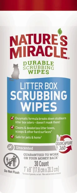 Nature's Mircale Litter Box Scrubbing Cat Wipes - 30 Count