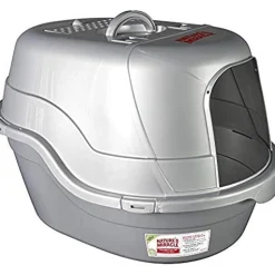 Nature's Mircale Oval Hooded Cat Litter Box - Silver - 25 X 19 X 12 In
