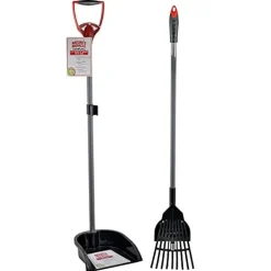 Nature's Mircale Rake N Spade Waste Scoop with Pan Dog Waste Pick Up - Black/Red